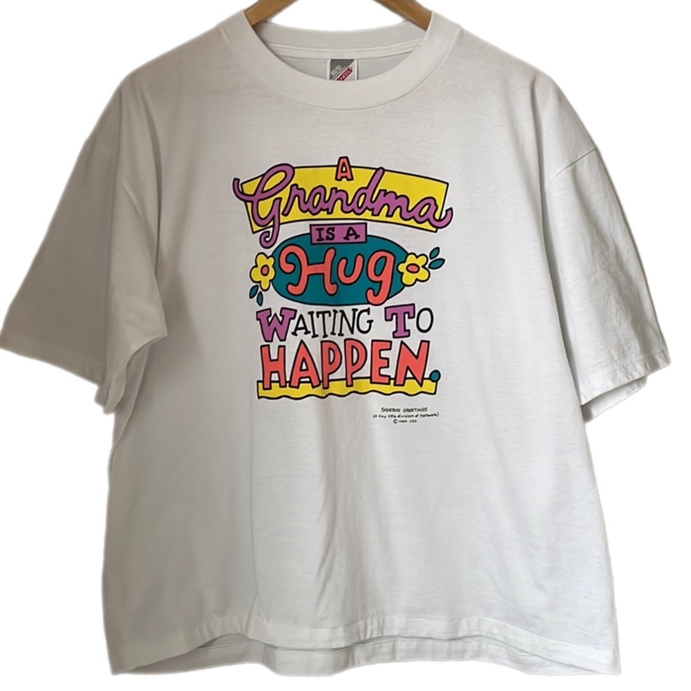 Vintage Jerzees Grandma Hug Colorful Retro Tee Shirt